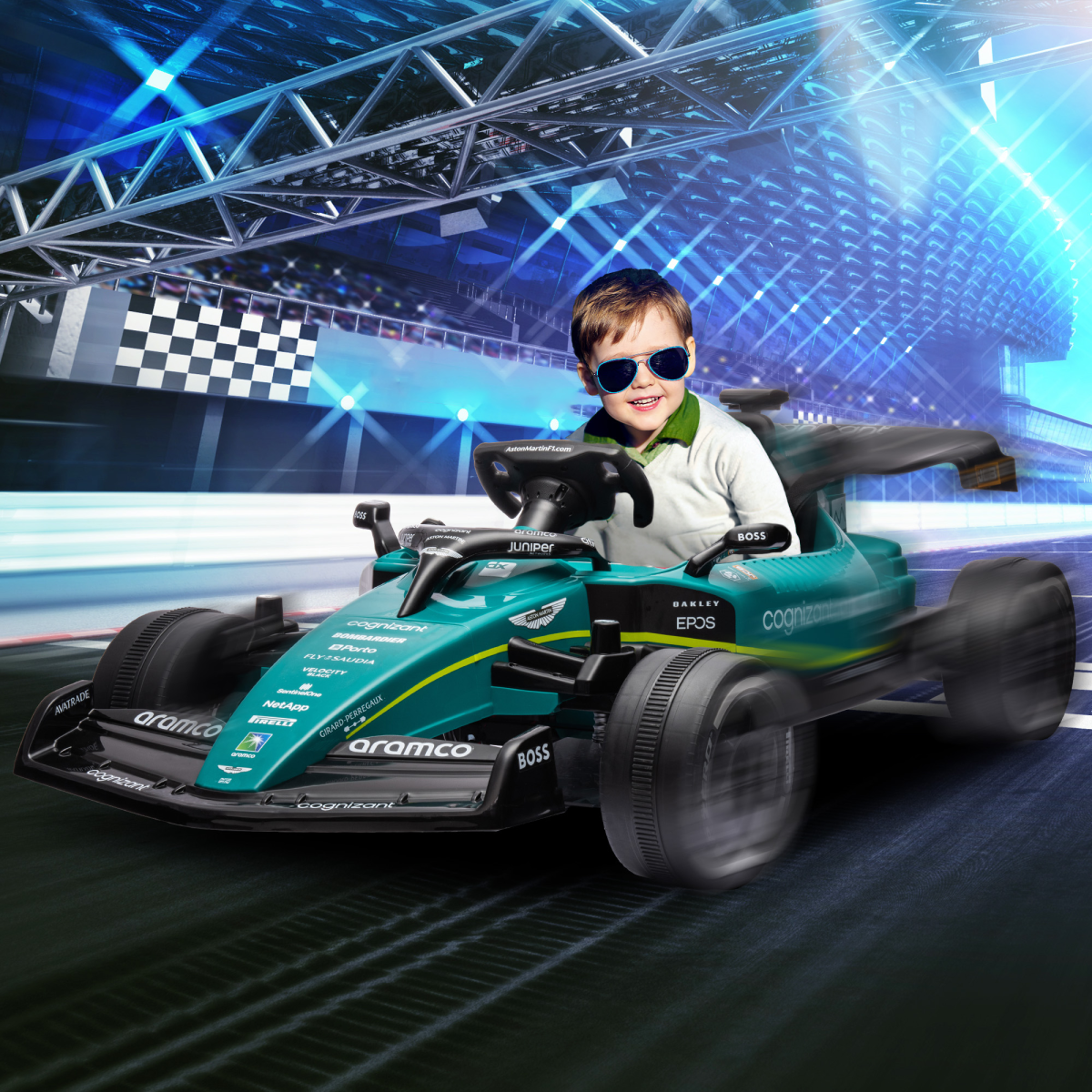 AIYAPLAY 12V Kids Electric Go Kart with Remote, Bluetooth & Lights