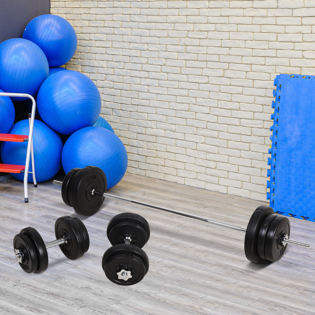 HOMCOM 65kg Adjustable Dumbbell and Barbell Set for Home Gym
