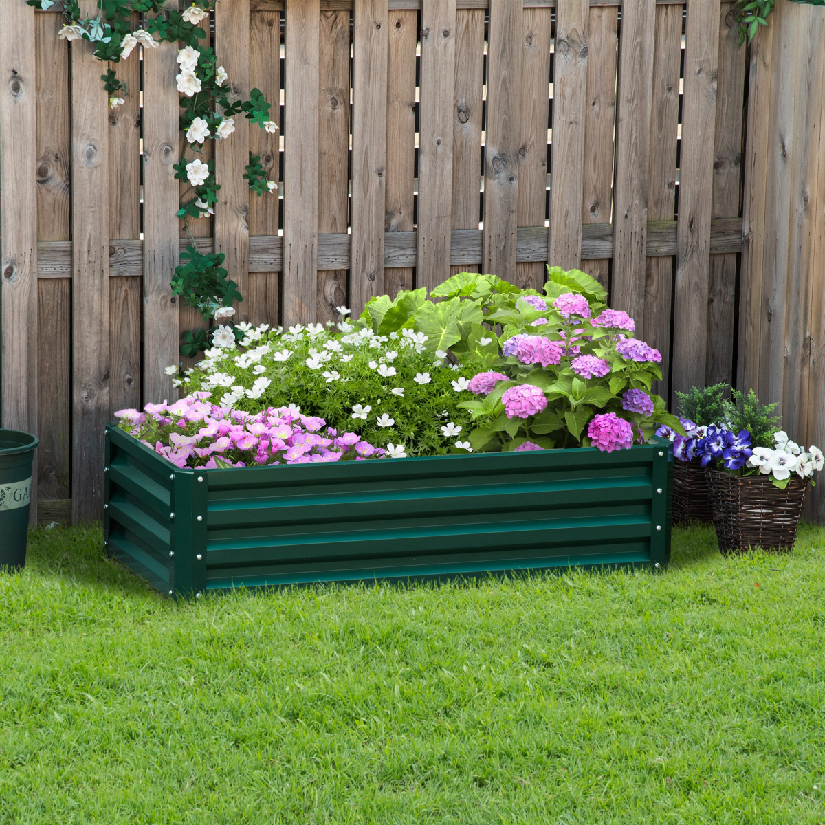 Outsunny Raised Garden Bed Steel Planter Box 120 x 60cm Green
