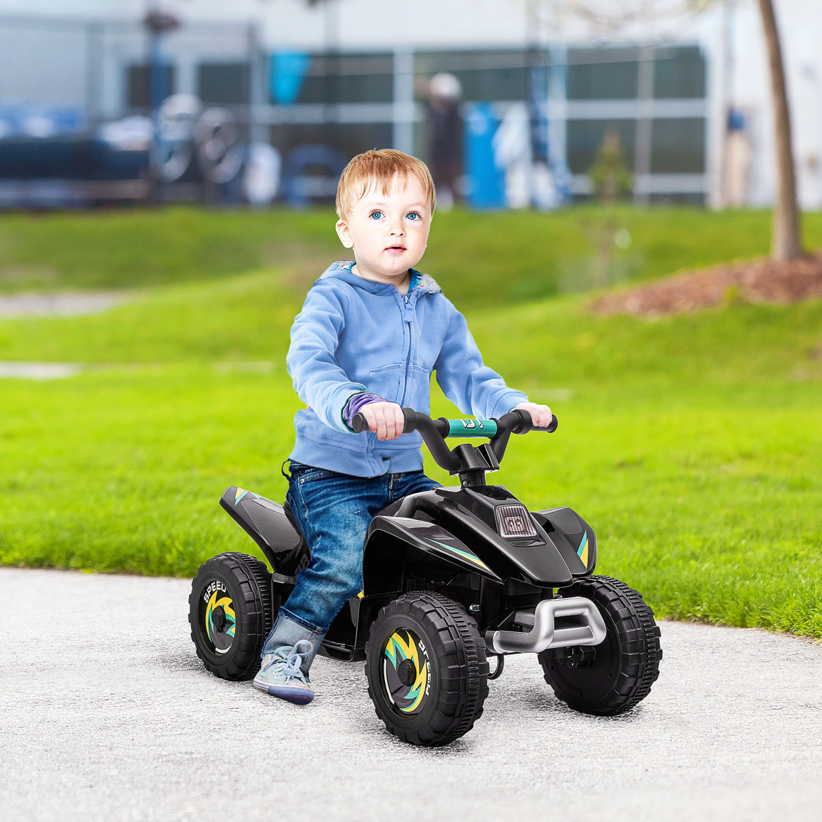 HOMCOM 6V Kids Electric Ride-On Car with Big Wheels, 18-36 Months, Black