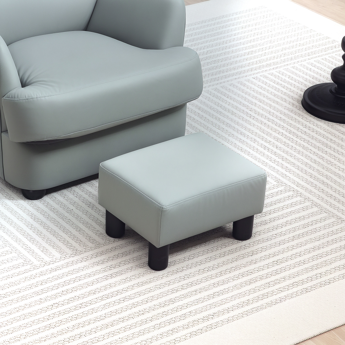 HOMCOM Grey Faux Leather Footstool with Foam Padding, 100kg Capacity
