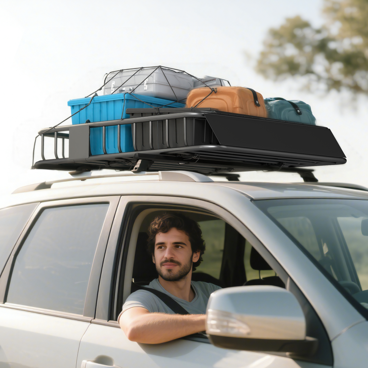 HOMCOM Steel Universal Roof Rack Basket, 90.7 kg Cargo Carrier