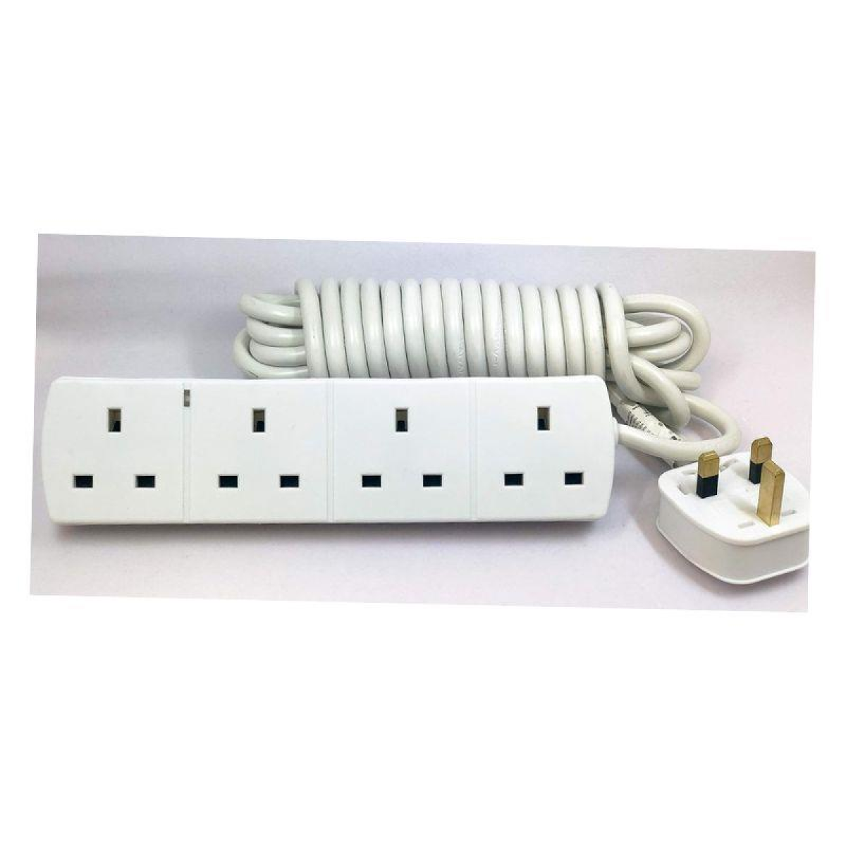 PowerPlus 4 Socket 5m Extension Lead, 13A 240V AC, White