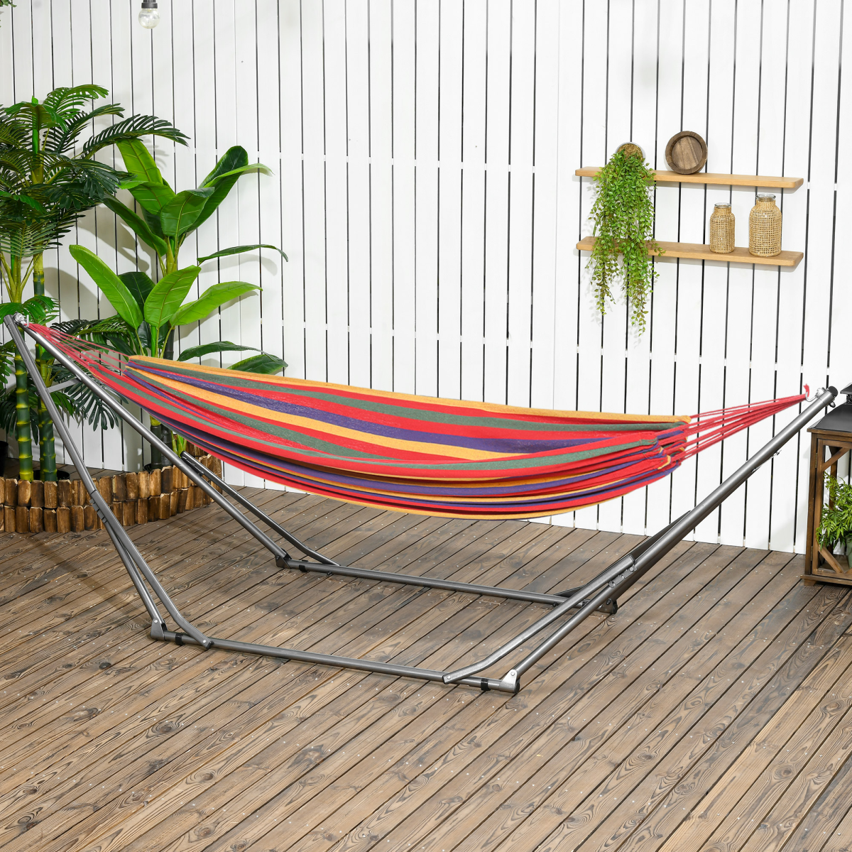 Outsunny Foldable 2-in-1 Hammock Stand & Clothes Drying Rack