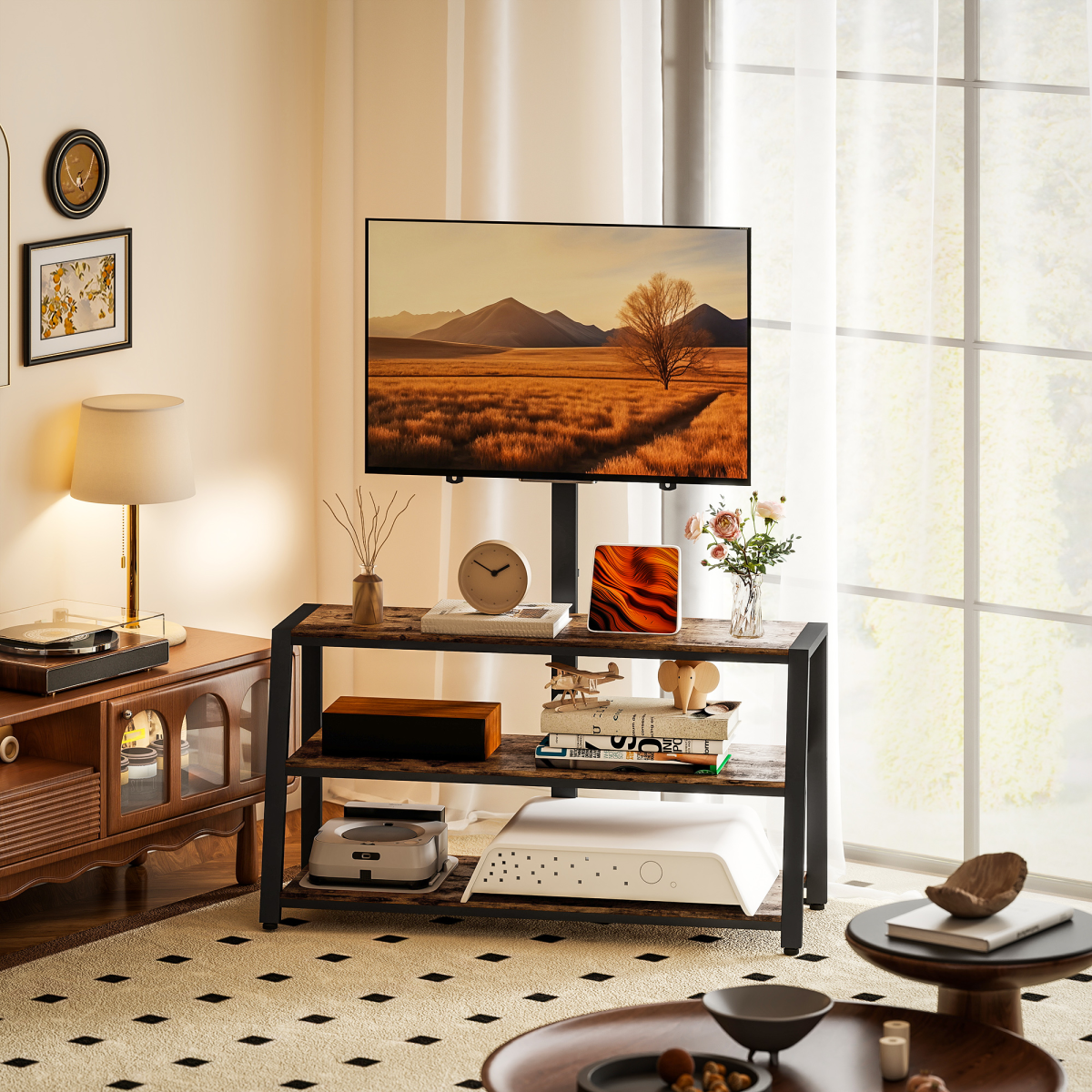 HOMCOM TV Stand with Swivel Bracket for 32-65 Inch TVs