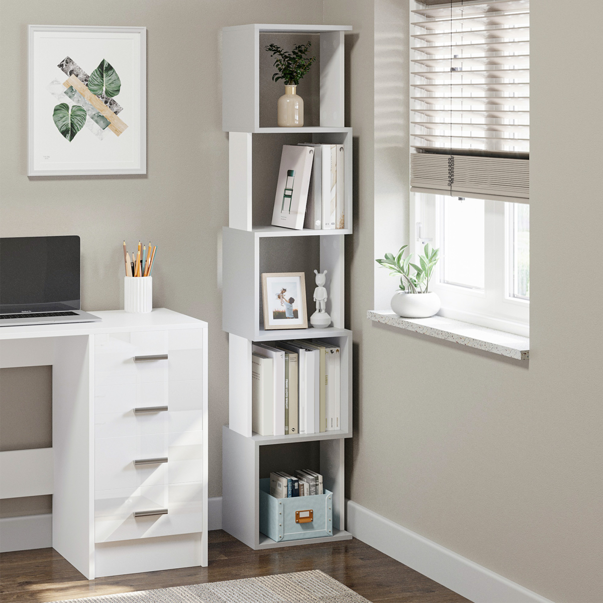 HOMCOM 5-Tier Freestanding Bookshelf, Modern Bookcase Storage Shelving for Study, Bedroom, Living Room, Home Office