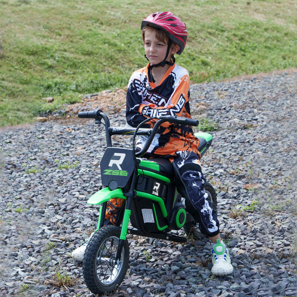 HOMCOM 24V Kids Electric Motorbike with Twist Throttle, Music & Horn - Green