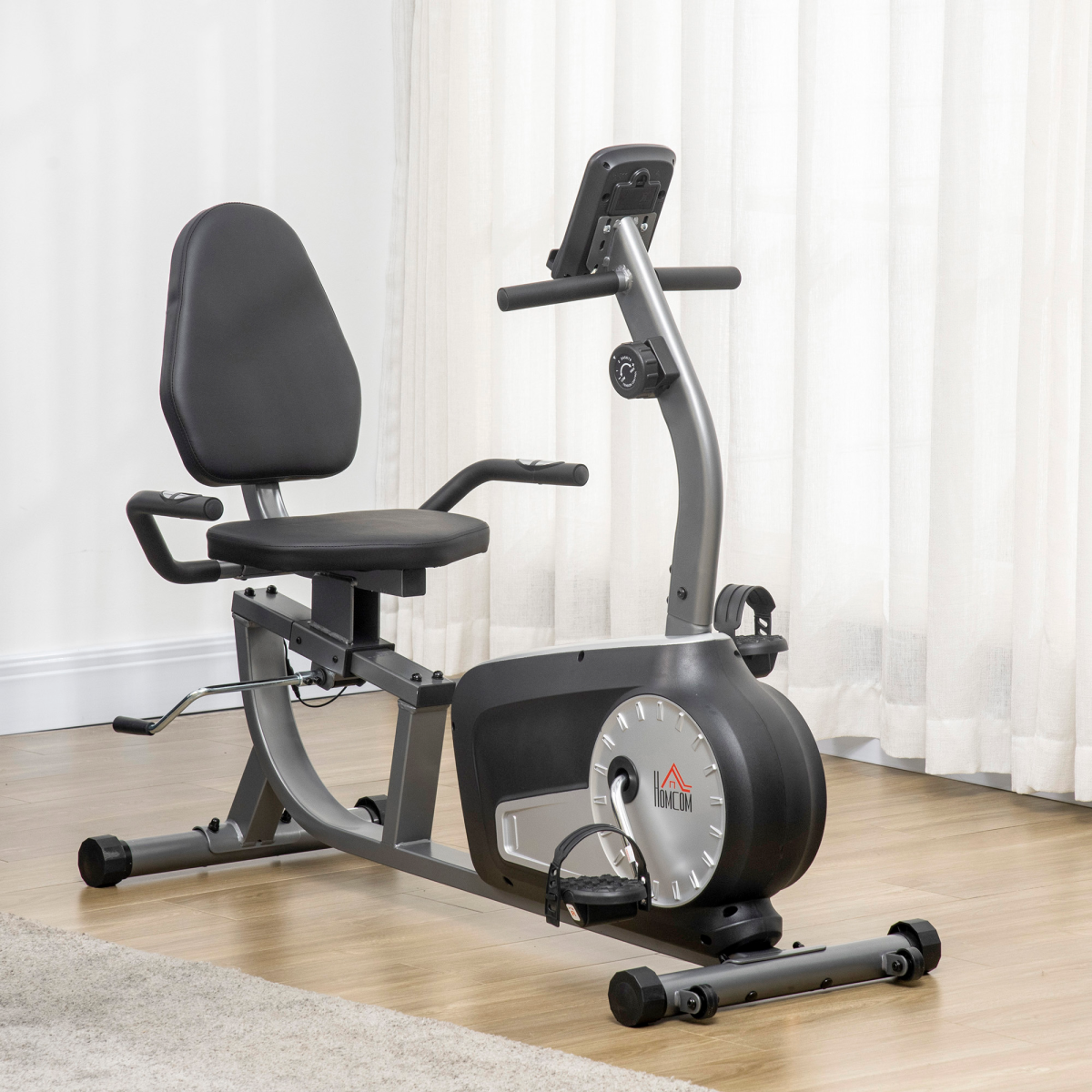 HOMCOM Semi-Recumbent Exercise Bike with LCD Display, 8-Level Magnetic Resistance