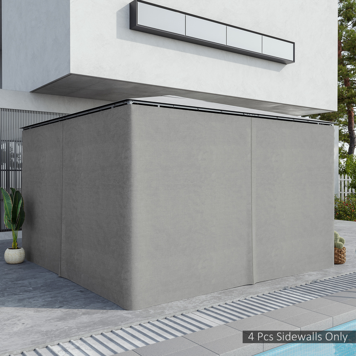 Outsunny Gazebo Replacement Sidewalls Privacy Panel for Most 3 x 4m Gazebos Light Grey