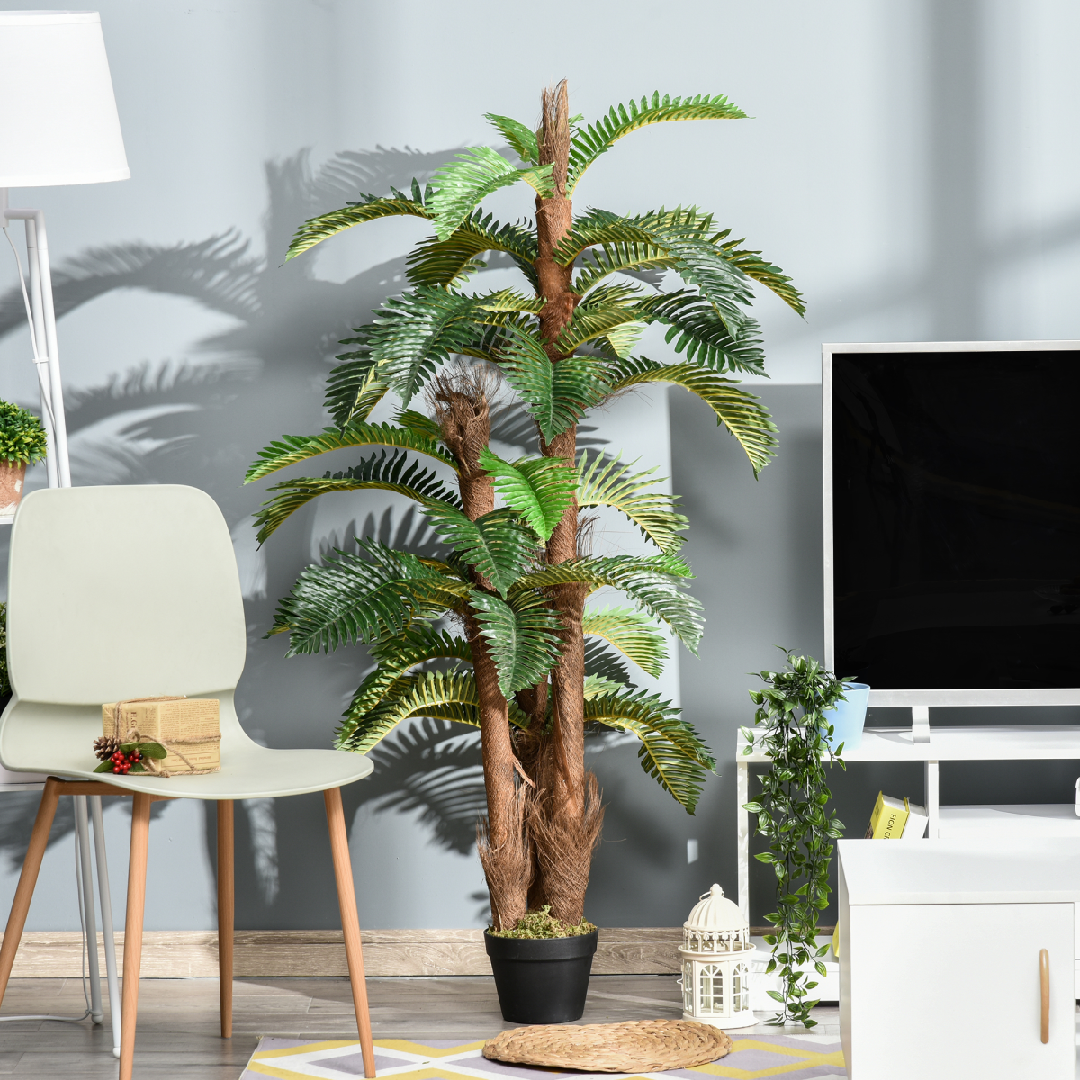 Outsunny Artificial Fern Tree with 36 Bendable Leaves and Cement-Filled Nursery Pot, 150cm