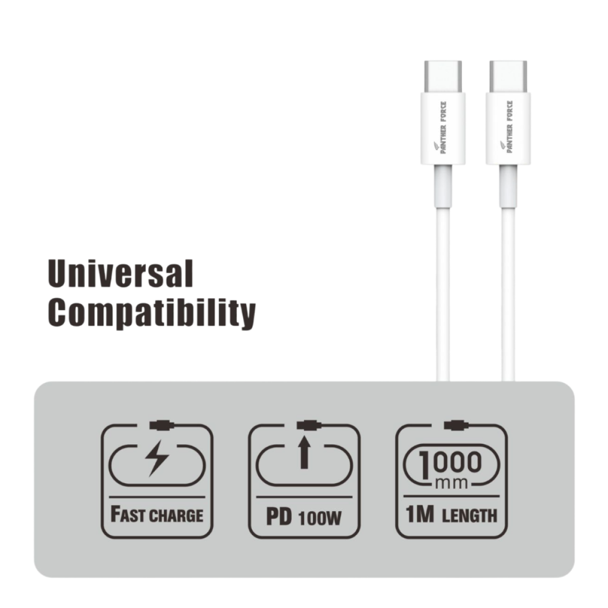 Panther Force Fast Charge & Sync Cable – High-Speed Data Transfer
