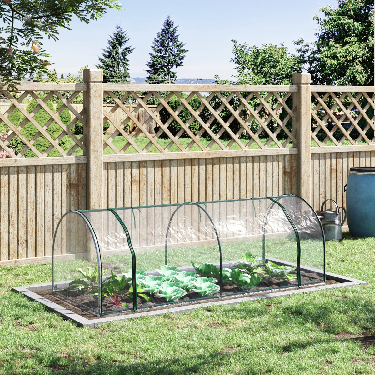 Outsunny Portable Tunnel Greenhouse with Steel Frame and PVC Cover, Transparent, 250 x 100 x 80 cm
