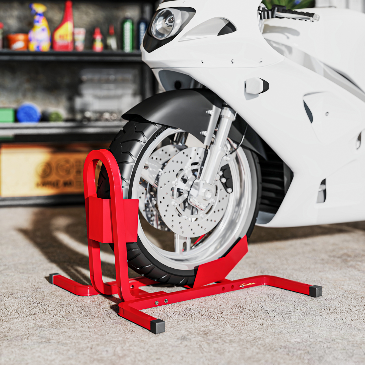 HOMCOM Adjustable Motorcycle Wheel Chock, Metal Frame, 250kg