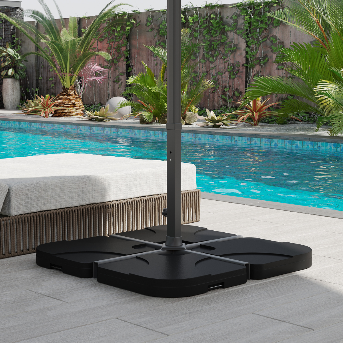 Outsunny 4-Piece Heavy Duty Plastic Umbrella Weight Base, Black
