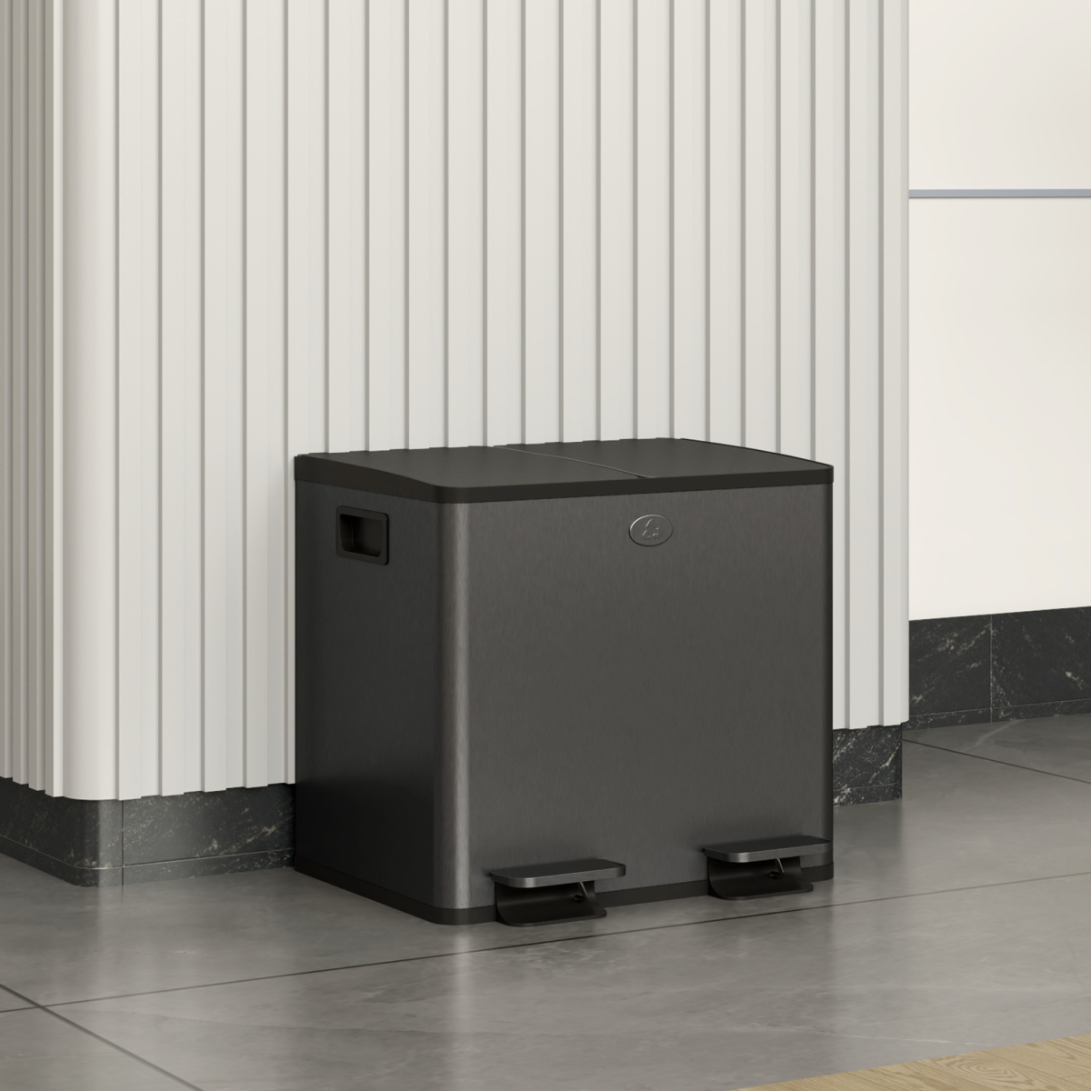 HOMCOM 2 x 15L Dual Kitchen Recycling Pedal Bin, Black