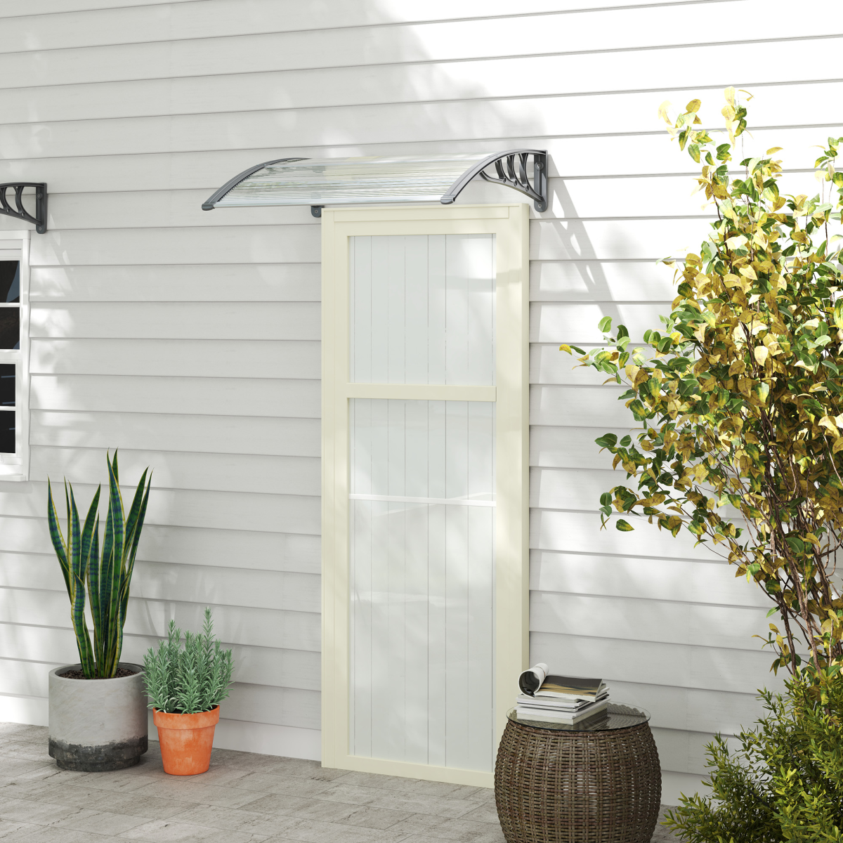 Outsunny Clear Polycarbonate Door Canopy Awning with UV-Resistant Layer, Wall Mount Kit Included, for Windows, Doorways and Balconies