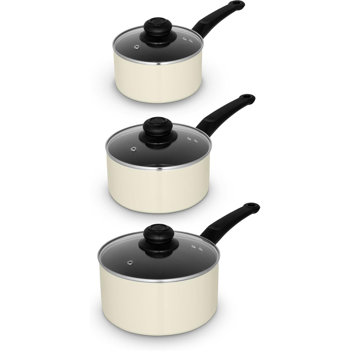 Swan Townhouse 3 Piece Sauce Pan Set Cream