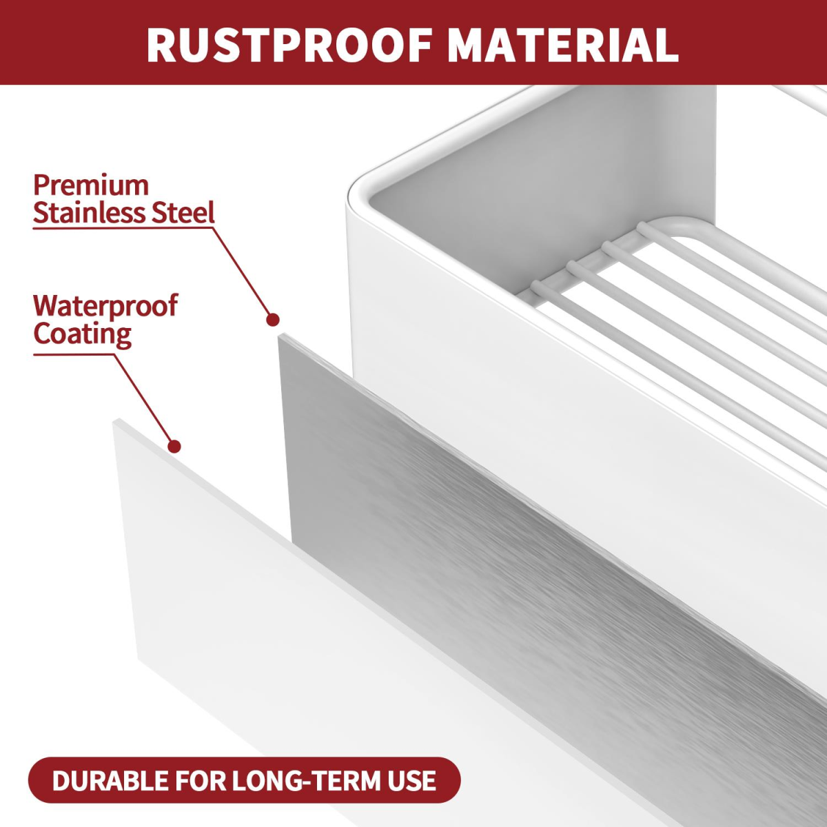 Vinsani Rustproof Stainless Steel Shower Caddy Shelves