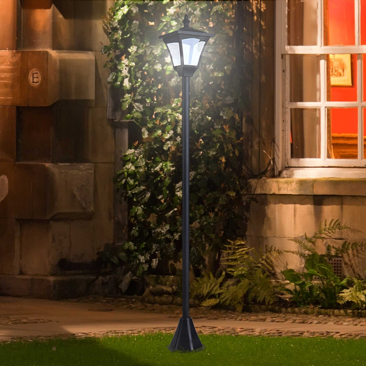 Outsunny Outdoor Solar Post Lamp LED Lantern Bollard 1.2m Tall Black