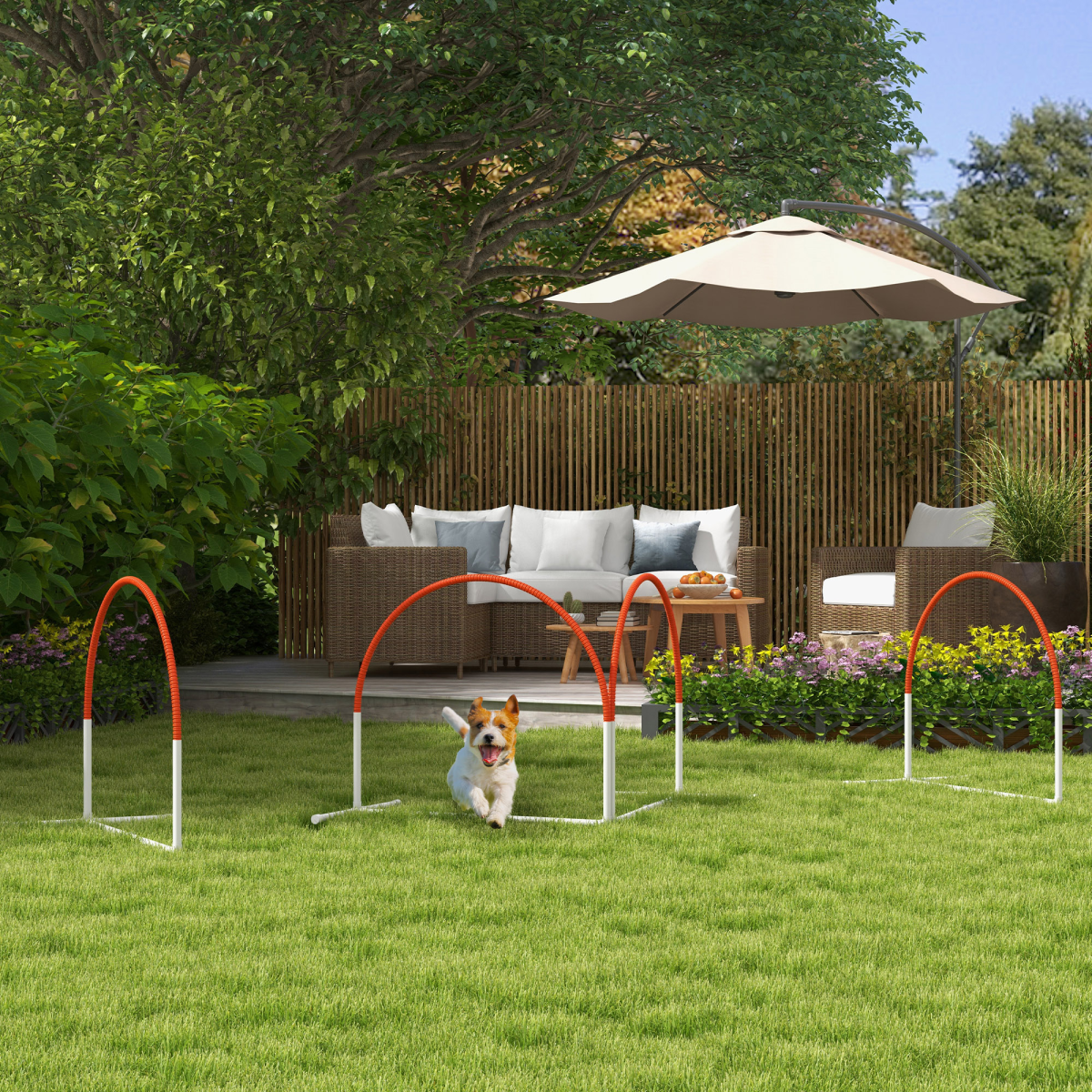 PawHut 4-Piece Dog Agility Training Set with Carry Bag