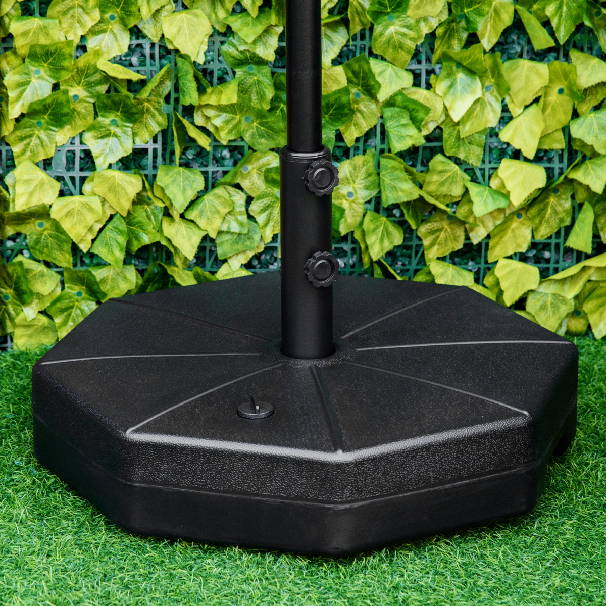 Garden Parasol Base Stand, Water or Sand Fillable, Up to 28kg Water or 40kg Sand, 38mm & 48mm Pole Holder, Black, Outsunny