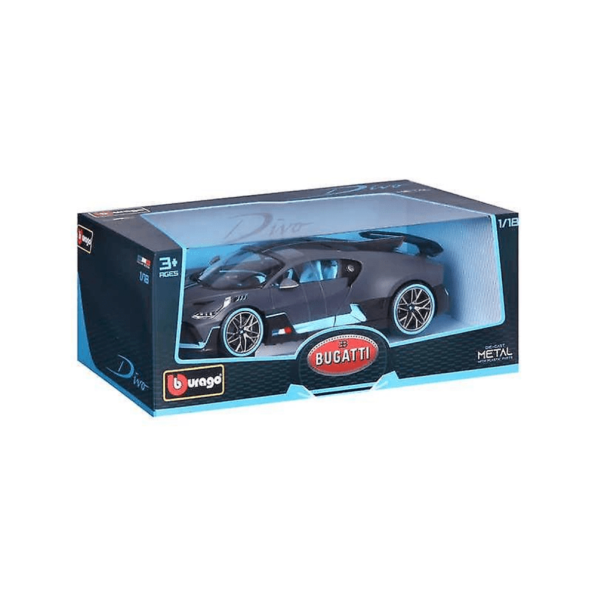 BBurago Bugatti Divo 1:18 Diecast Model Car Grey/Blue