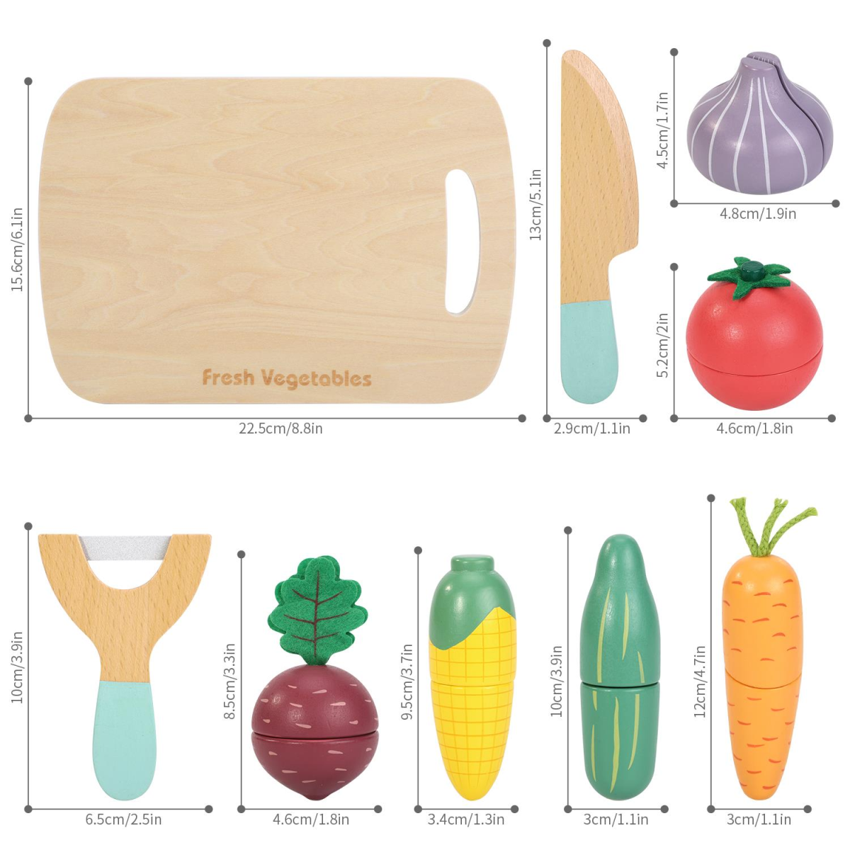 SOKA Play Imagine Learn Wooden Cutting Vegetables Play Set, 9 Pieces