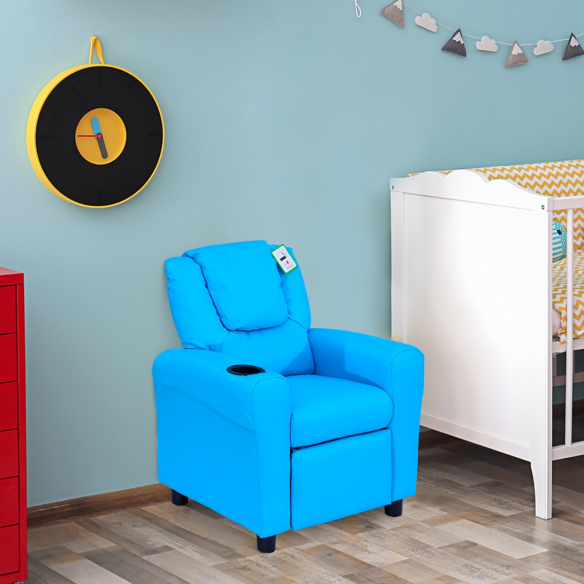 Kids Recliner Armchair with Footrest, Child Size PU Leather Sofa Chair for Girls and Boys, Ages 3-6 Years, Unbranded