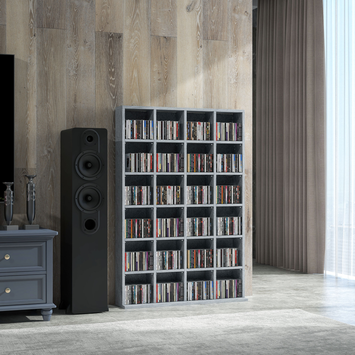 HOMCOM Grey Media Storage Rack for 480 CDs or 312 DVDs/Blu-rays