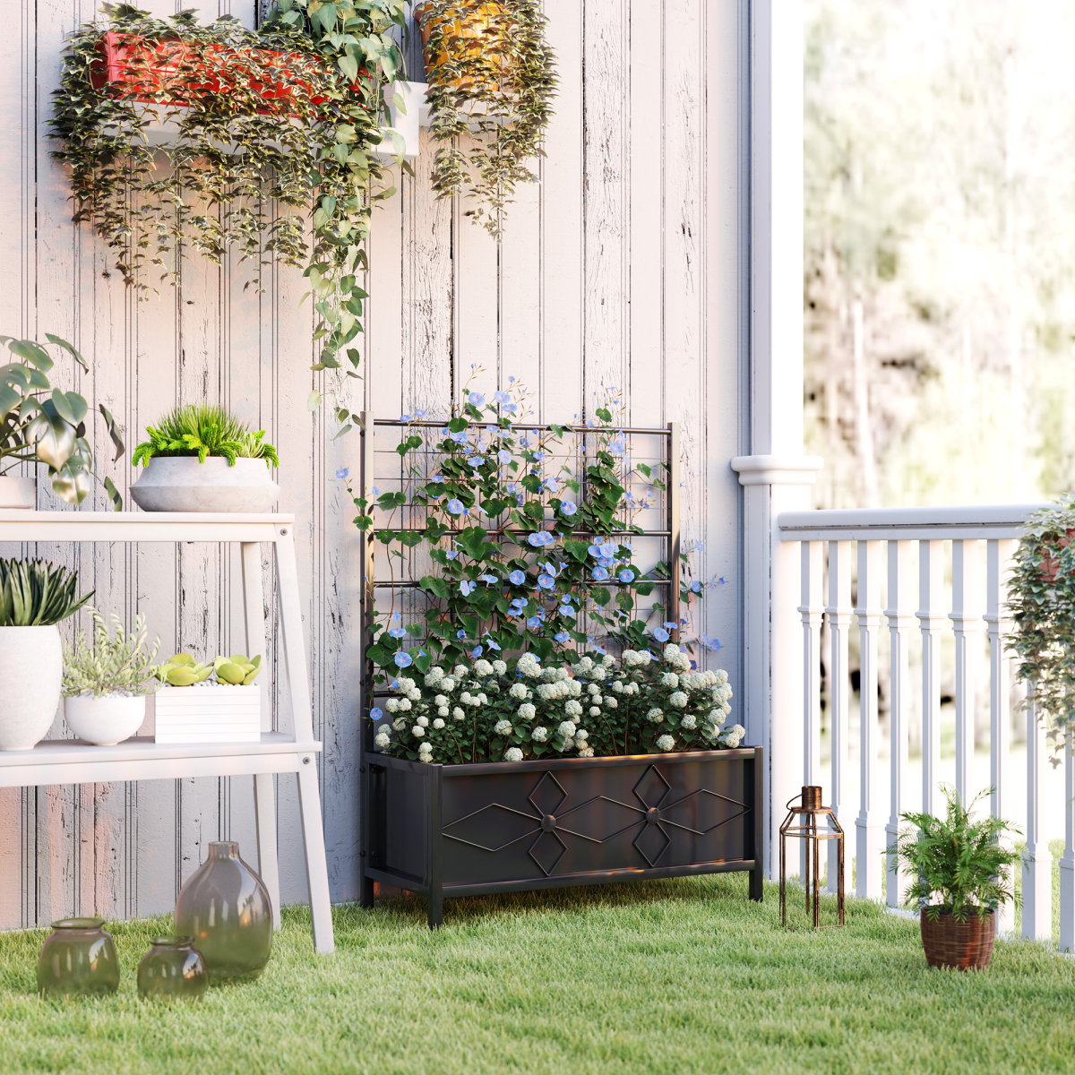 Outsunny Galvanised Steel Trellis Support for Climbing Plants