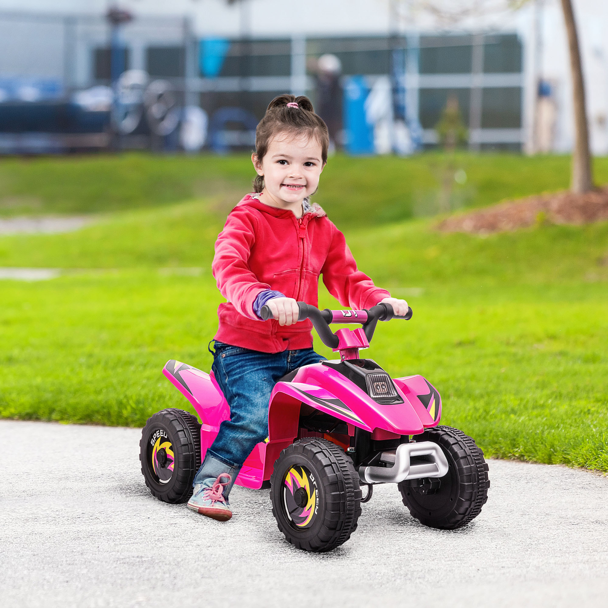 HOMCOM 6V Kids Electric Ride-On Car with Big Wheels, Pink, 18-36 Months
