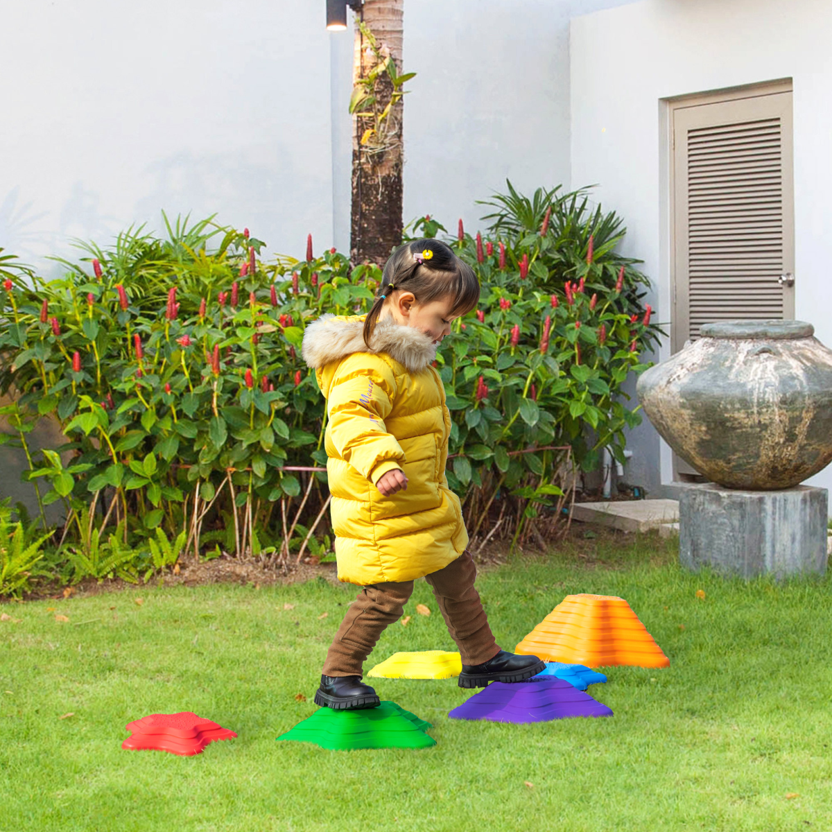 6-Piece Stackable Non-Slip Balance Stepping Stones, Outsunny