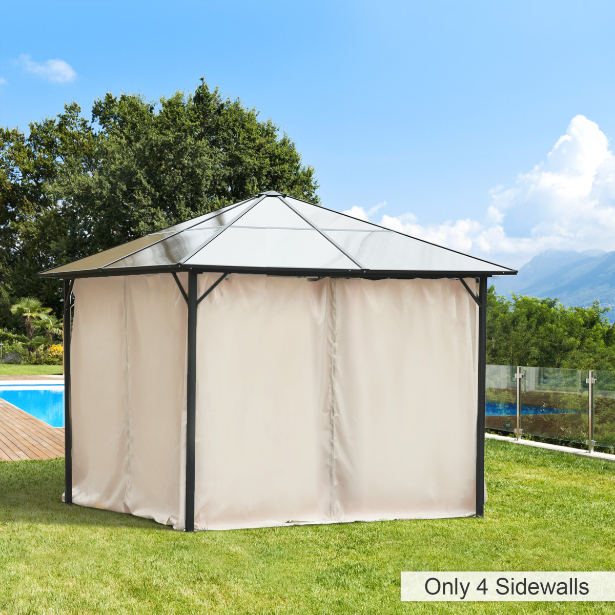 3 x 3m Universal Gazebo Replacement Sidewall Set, 4 Panels, Beige