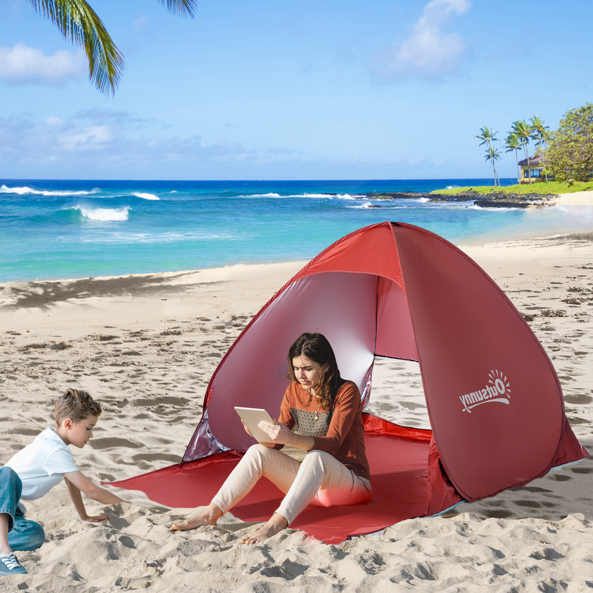 Pop-Up Beach Tent Sun Shelter for 2-3 People, Includes Carry Bag