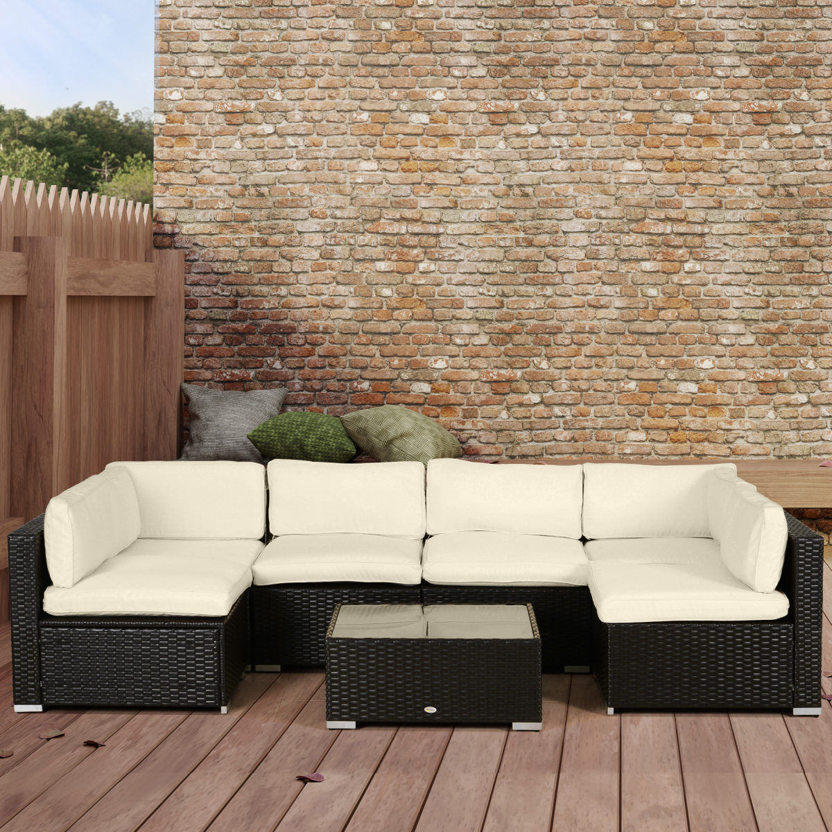 Outsunny 14-Piece Beige Outdoor Rattan Cushion Replacement Covers