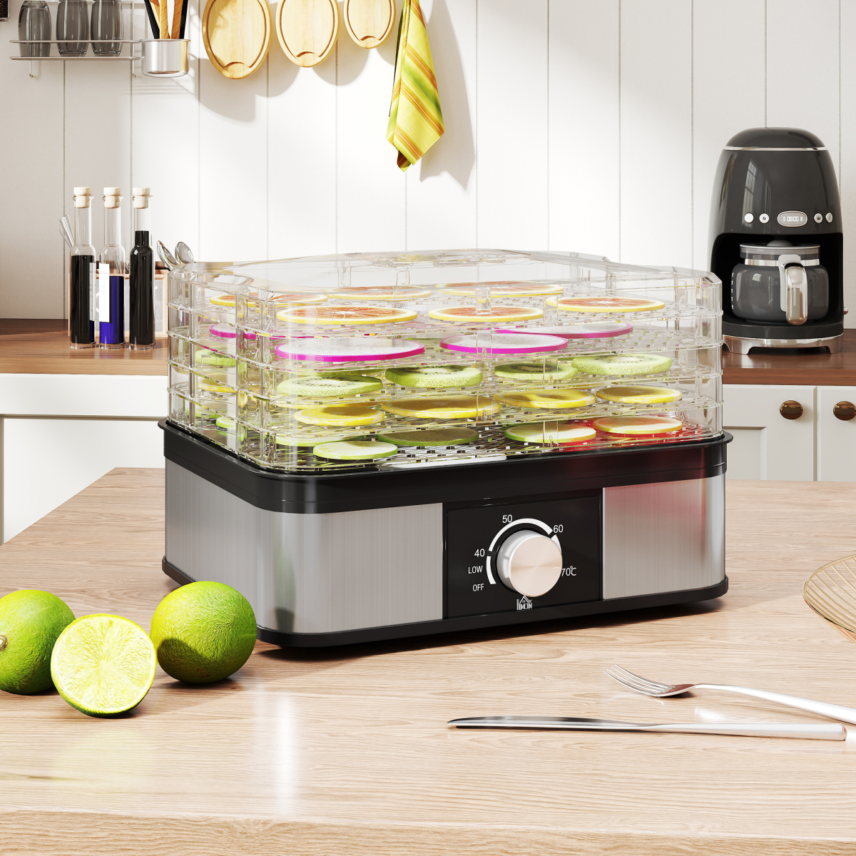 HOMCOM 5-Tier Food Dehydrator, 245W, Adjustable 35-70°C, Black