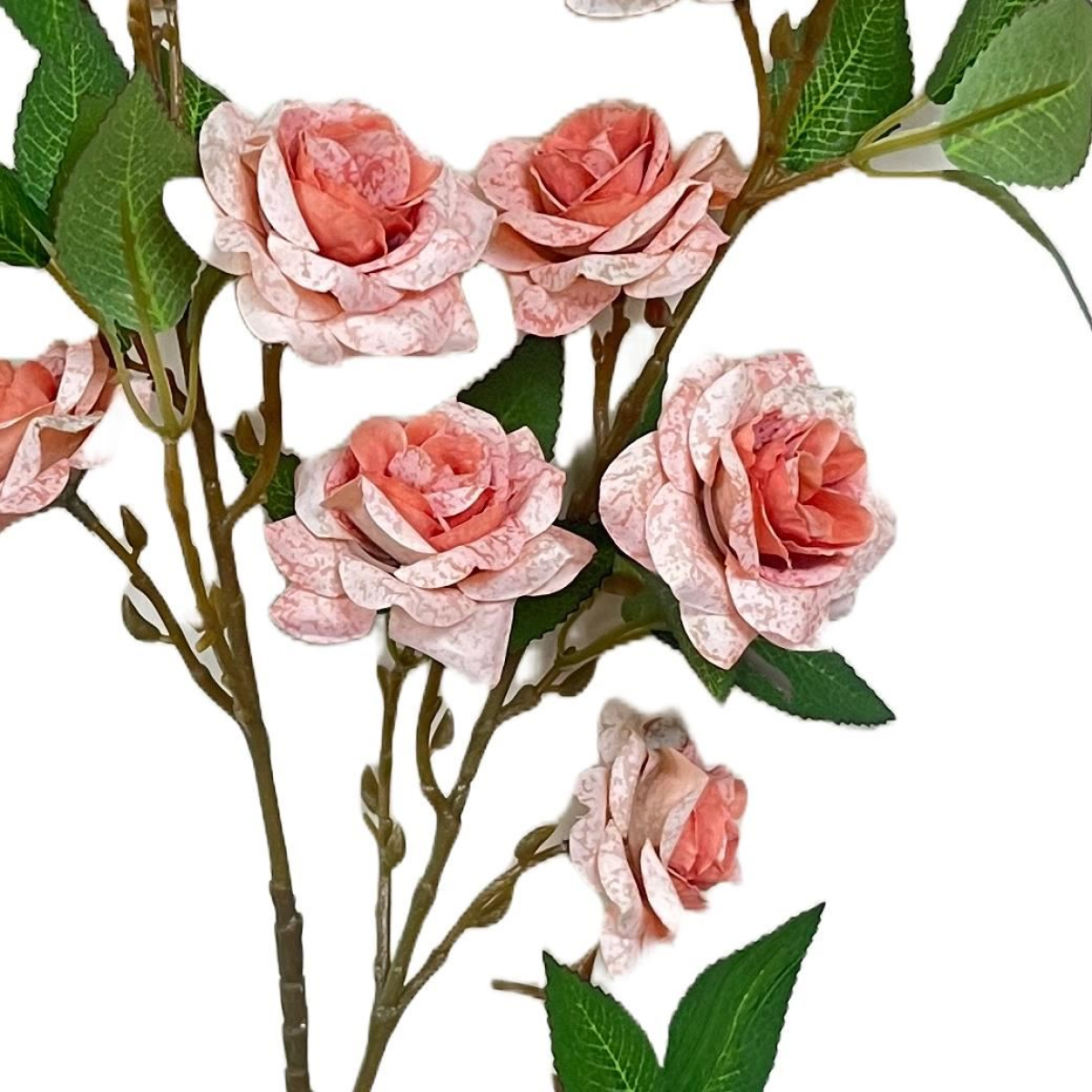 Leaf Pack of 6 Artificial Pink Rose Stems 90cm