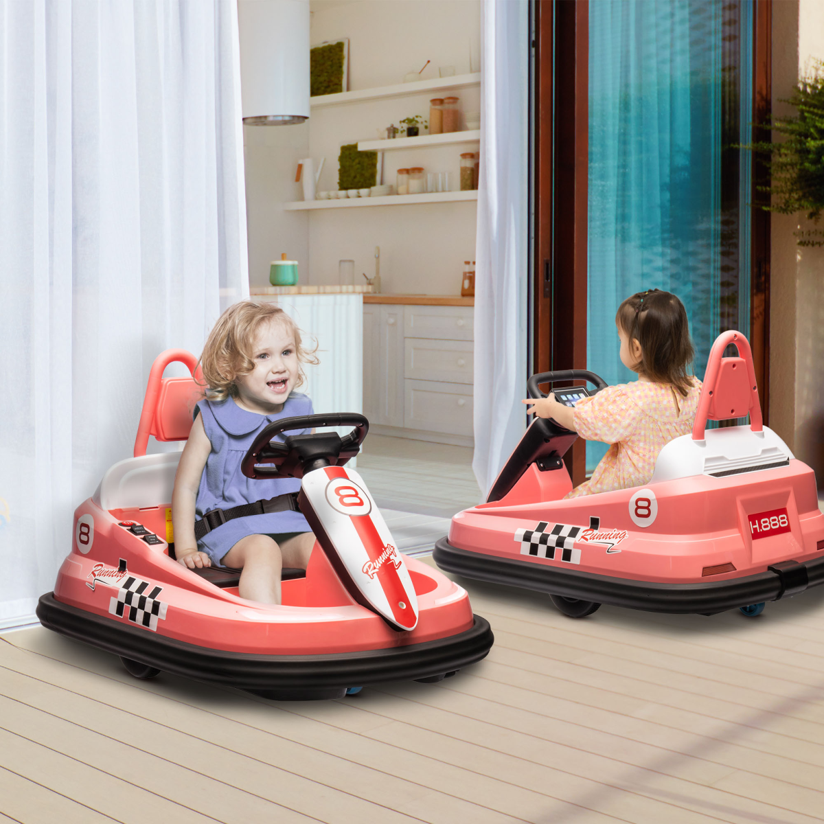 HOMCOM 6V Kids Bumper Car, 360° Spinning Ride-On, 2 Speeds, Pink