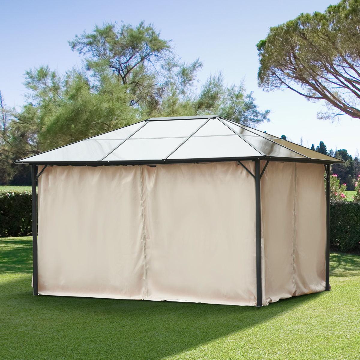 4-Pack Privacy Sidewalls for 3 x 4m Outsunny Gazebo, Thick Polyester Panels
