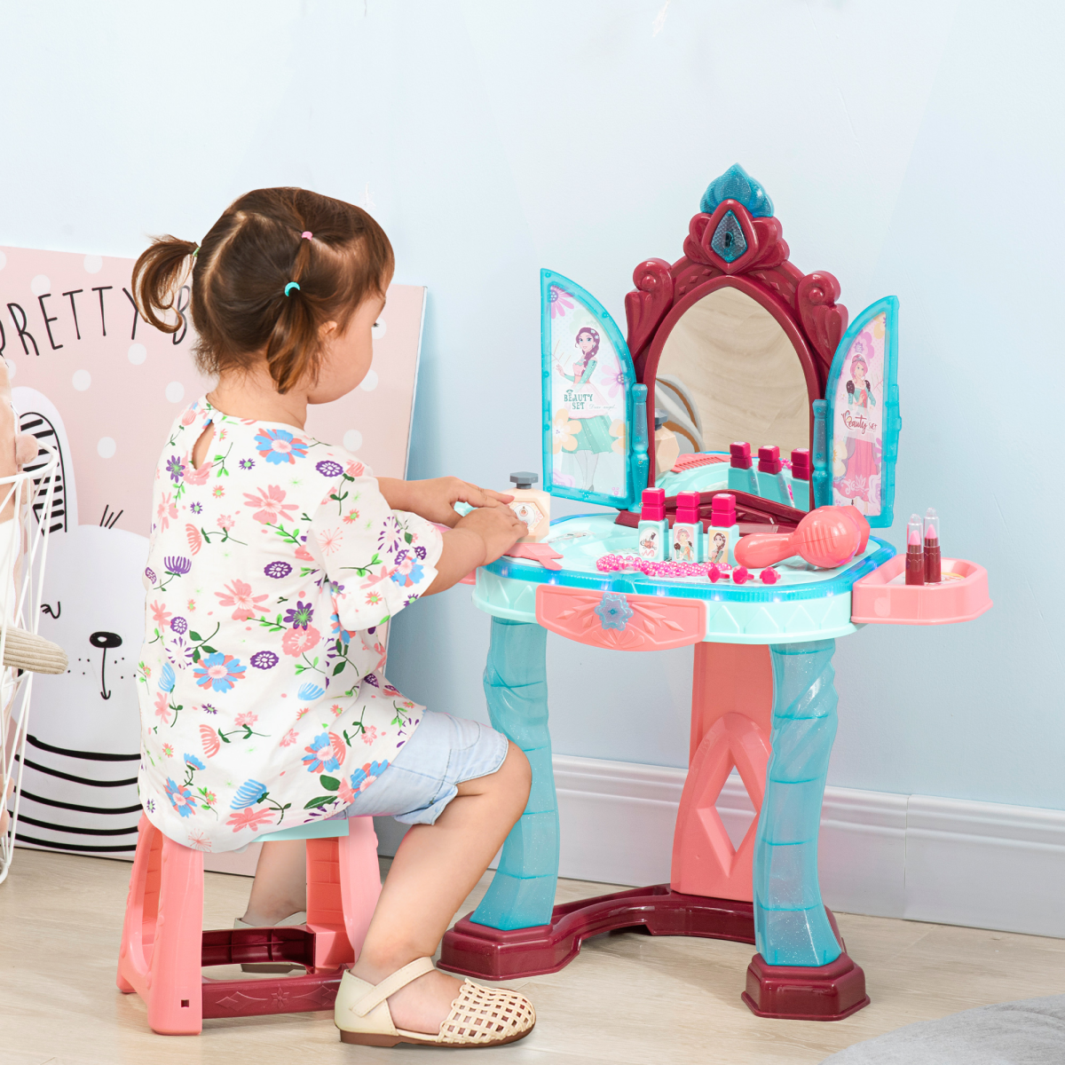 31-Piece Kids Princess Dressing Table Set with Light & Music
