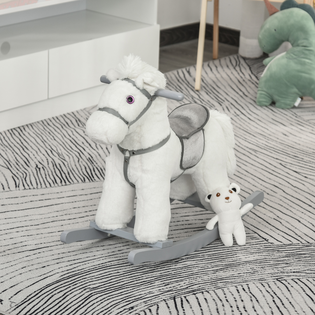 Kids Plush Ride-On Rocking Horse with Sound Handlebar