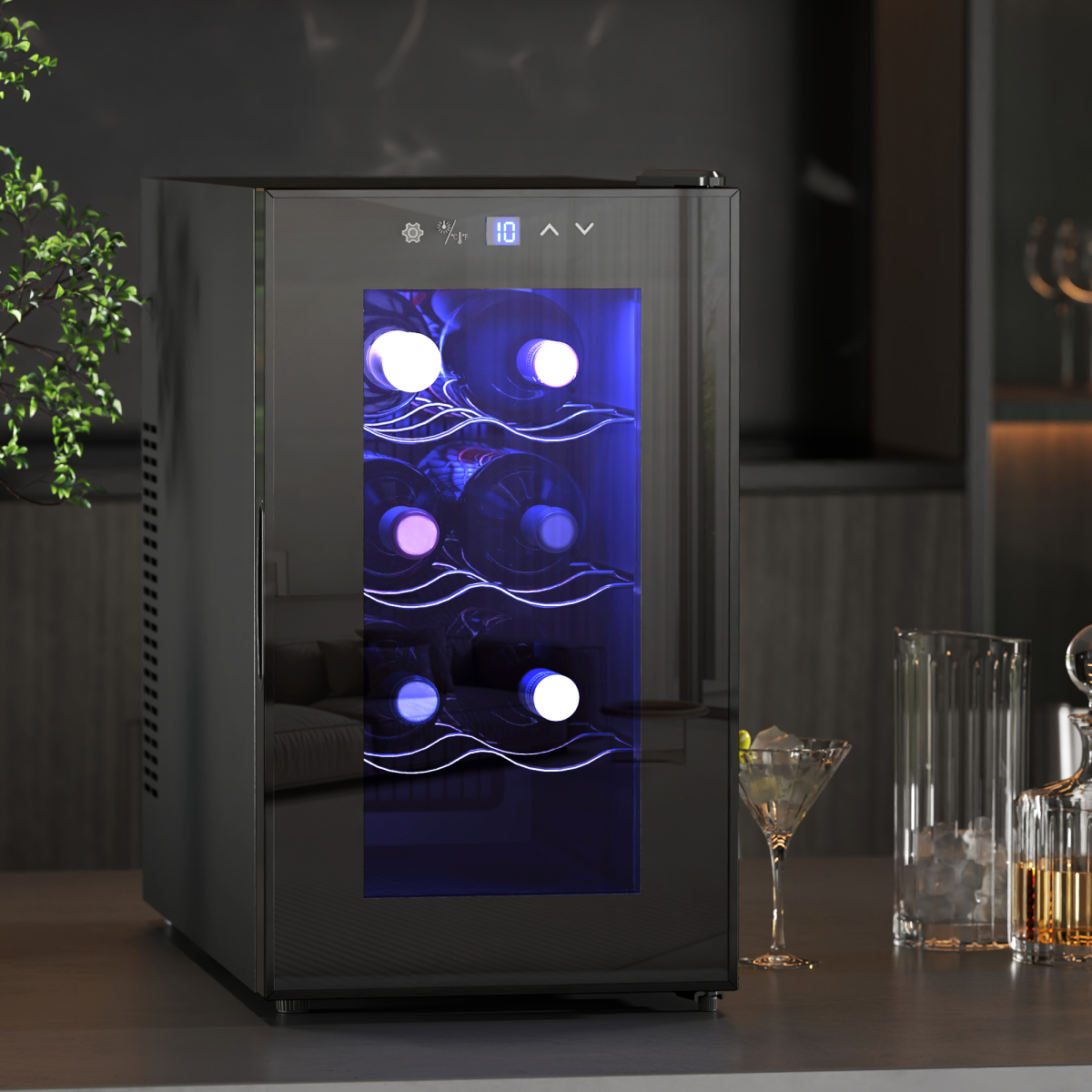 HOMCOM Freestanding Wine Cooler Fridge, 8 Bottle, 21L, Black