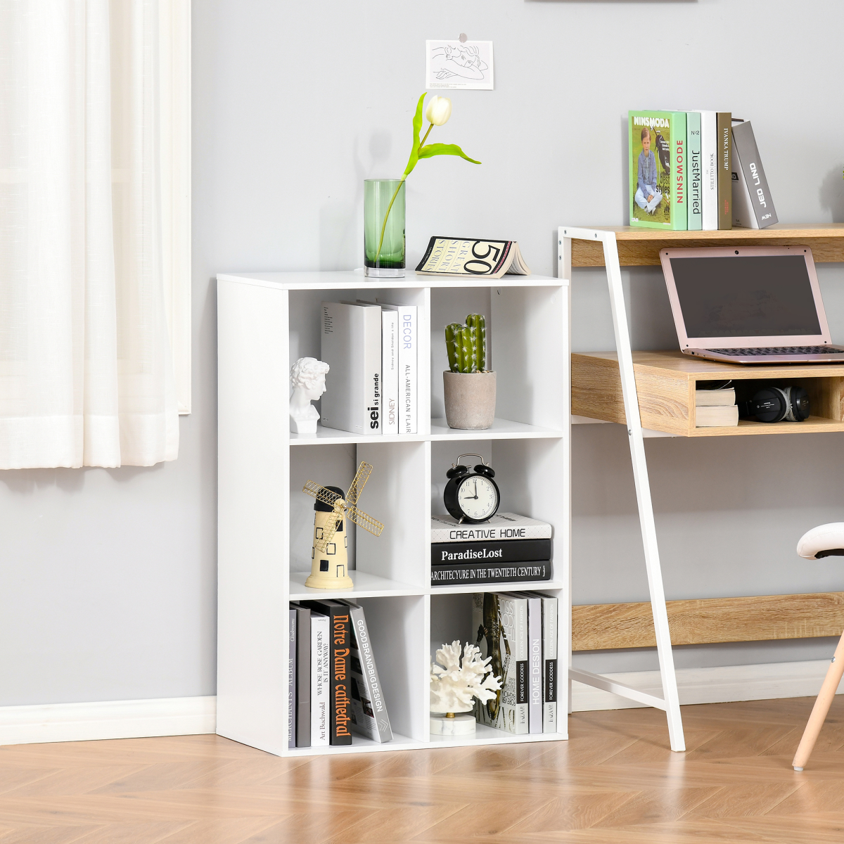 White 6-Cube Storage Cabinet Bookcase Shelf Unit