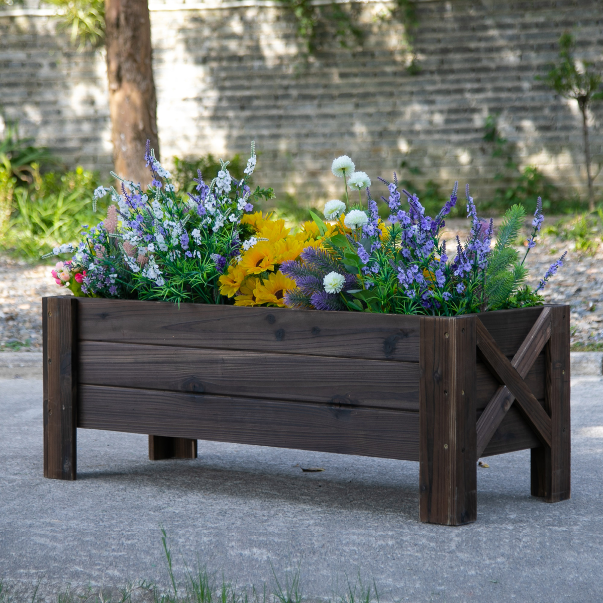 Wooden Outdoor Raised Garden Bed Planter, 100 x 36.5 x 36 cm
