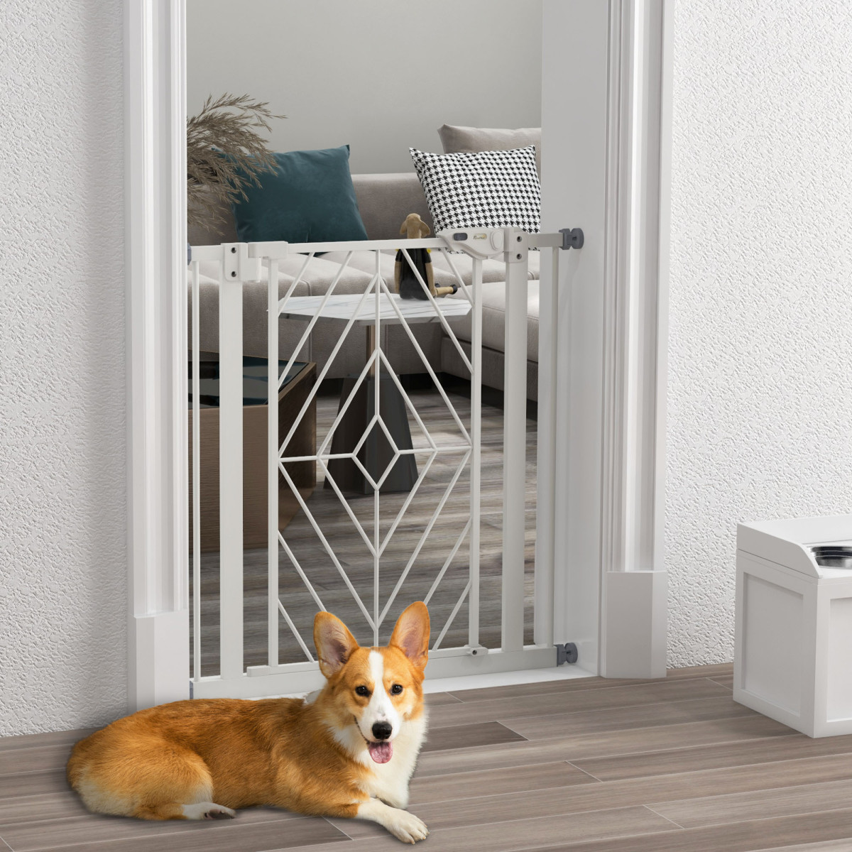 PawHut Adjustable Pressure Fit Safety Gate, Auto Close, 74-80cm
