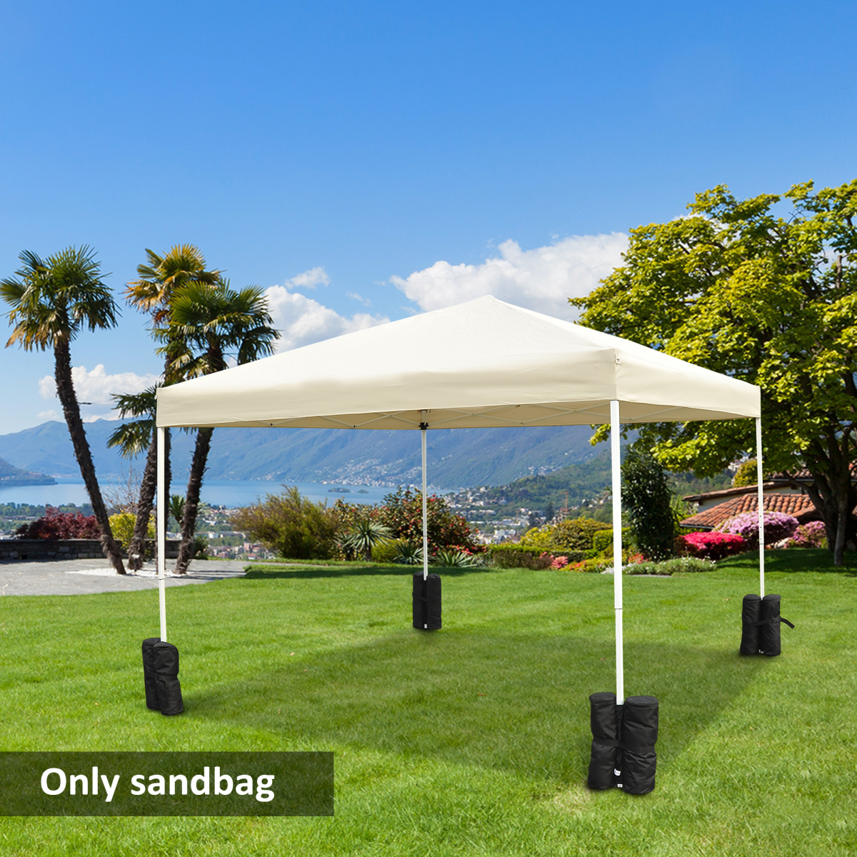 Outsunny 4-Piece Gazebo Sand Bag Weight Set, Black Nylon, for Gazebo Legs