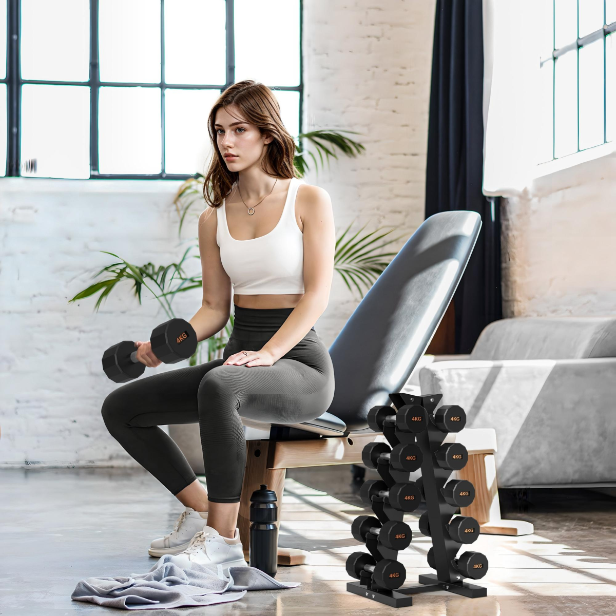 SPORTNOW 5-Pair Dumbbell Rack, Steel Weight Tree for Home Gym