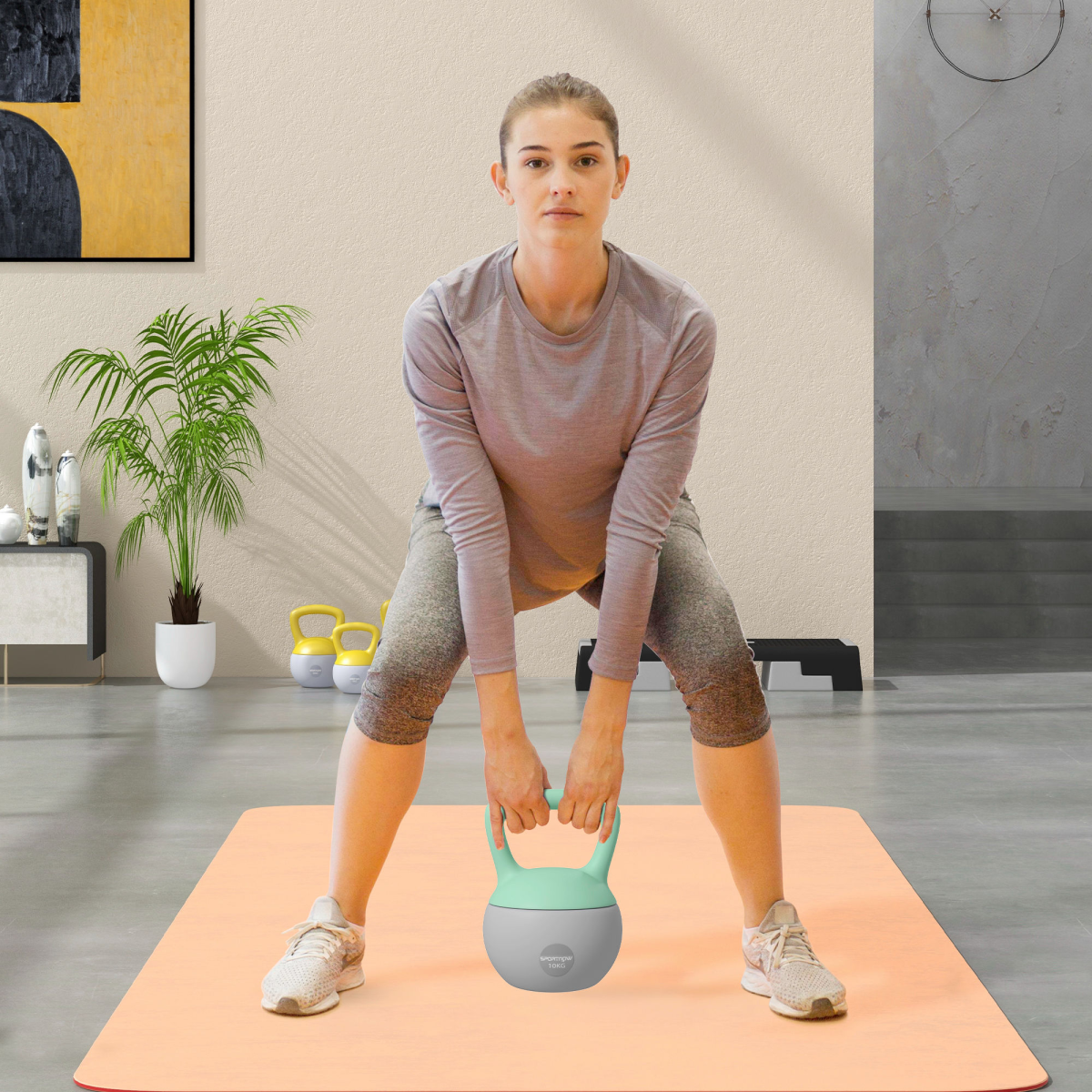 SPORTNOW 10kg Kettlebell with Soft Body and Non-Slip Handle, Grey/Green