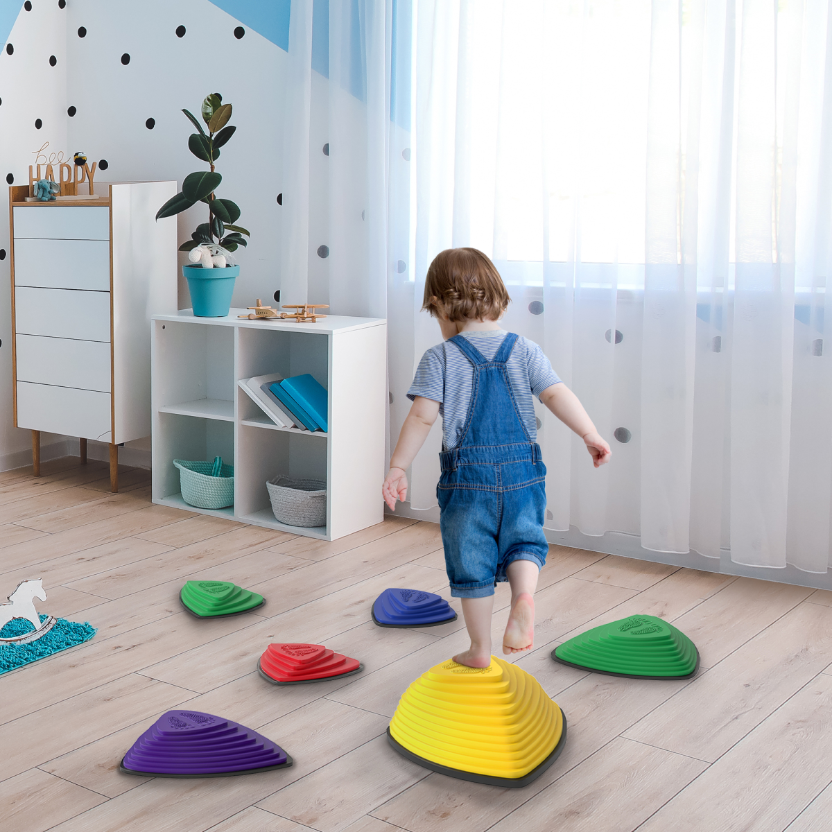 AIYAPLAY 6-Piece Non-Slip Stepping Stones for Kids, Balance Skills