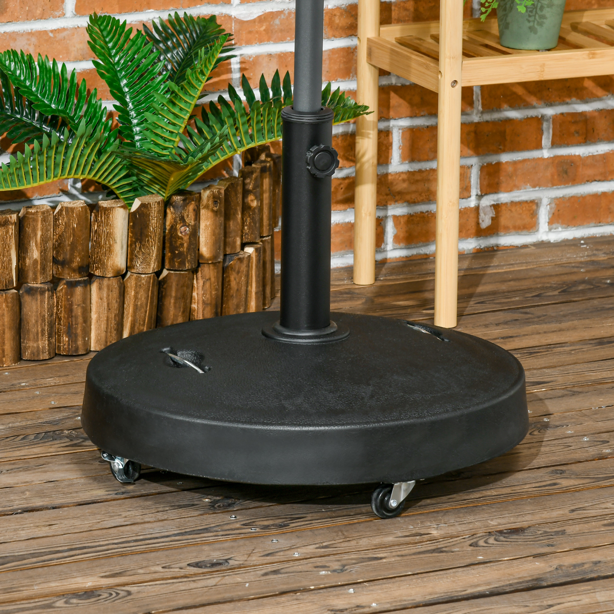 Outsunny 23.5kg Round Resin Parasol Base with Wheels for 38-48mm Poles